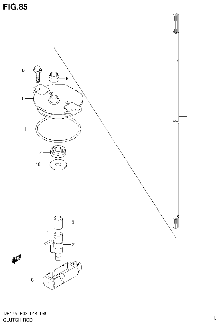 Suzuki DF175ZG CLUTCH ROD (DF175Z E03) parts diagram